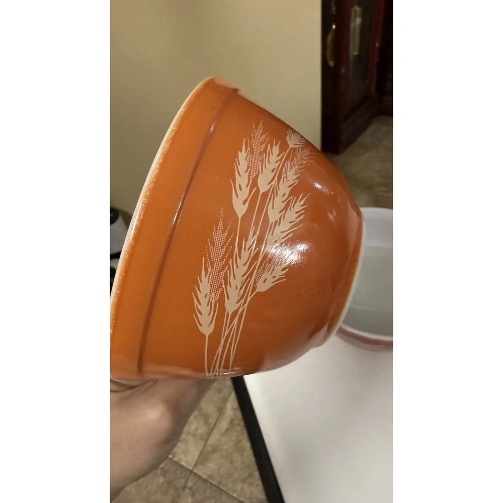 Vtg PYREX Autumn Harvest‎ Wheat Nesting Mixing Bowls Set of 2 (401 & 402) Retro